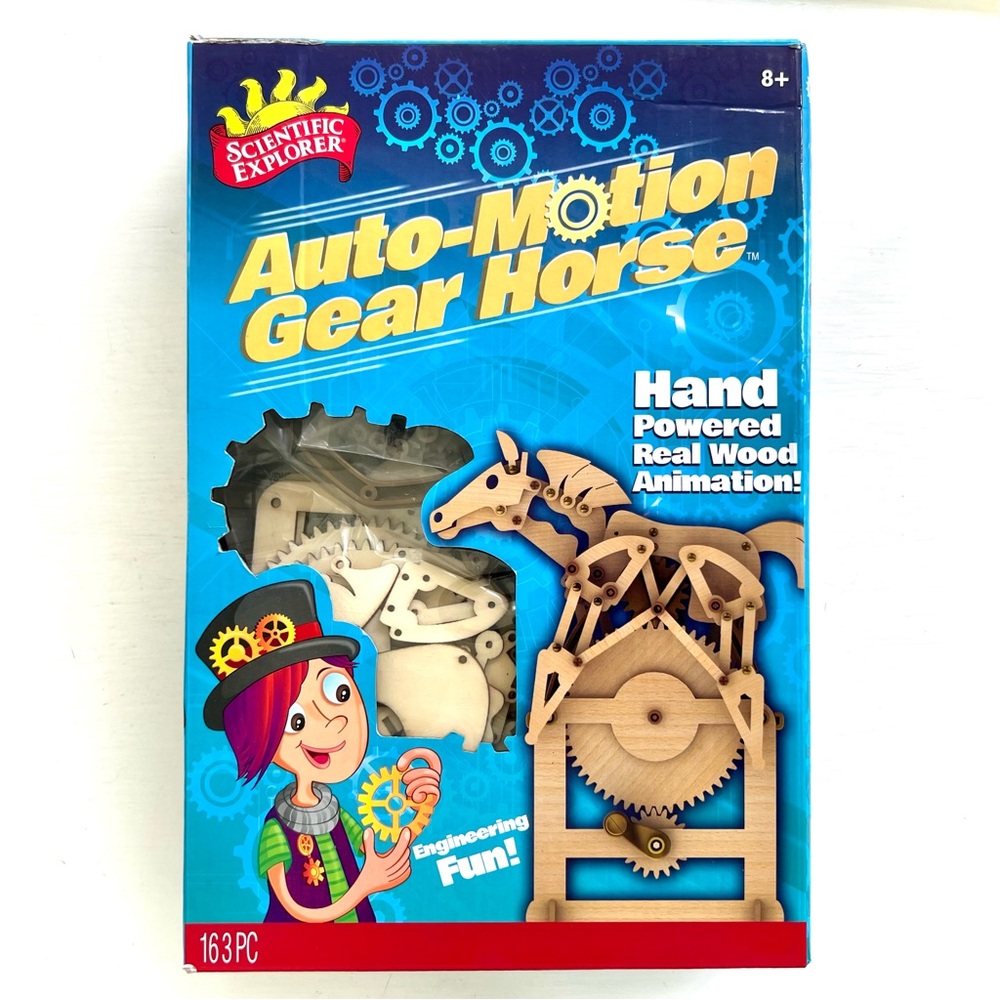 NEW Auto Motion Gear Horse Kit Kids Wood Toy Build Yourself Scientific Exploror